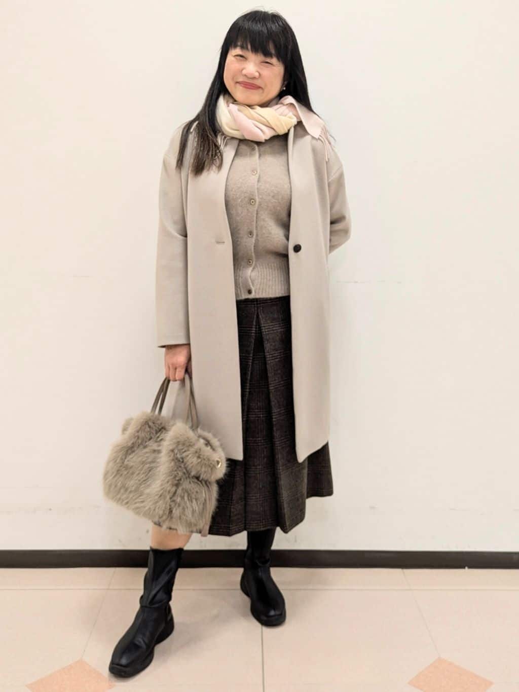 ともさんの「UNTITLED｜【名品／定番人気】ウールチェックマフラー」を使ったコーディネート