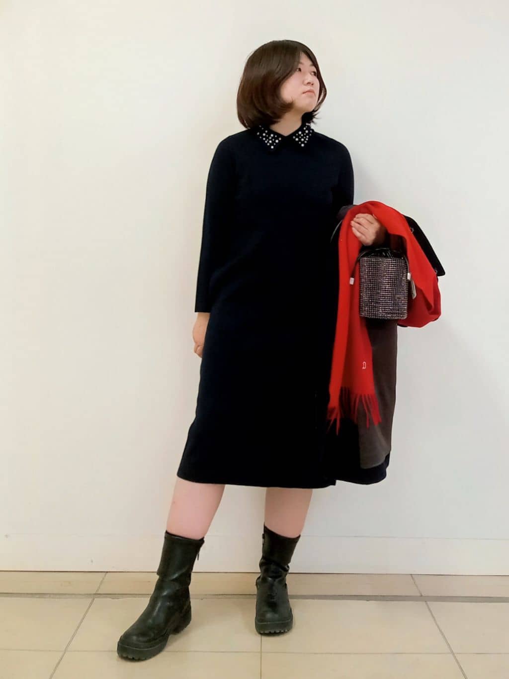 emiさんの「DRESSTERIOR｜ピュアカシミヤストール」を使ったコーディネート