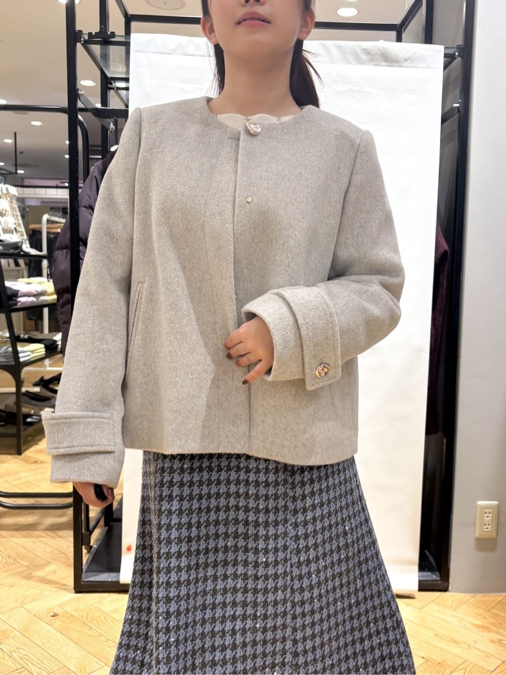 ふうかさんの「index｜ラメスカラップビジューデザインニット【洗濯機OK】《6col／S～LL》」を使ったコーディネート