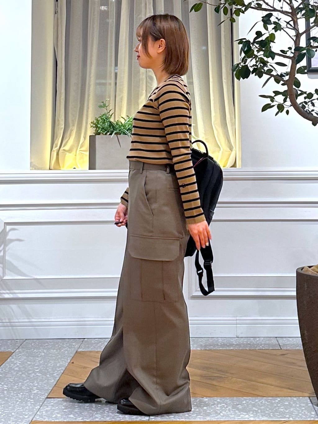 なべこさんの「DRESSTERIOR｜◆ストレッチフルニードルボーダーニット」を使ったコーディネート