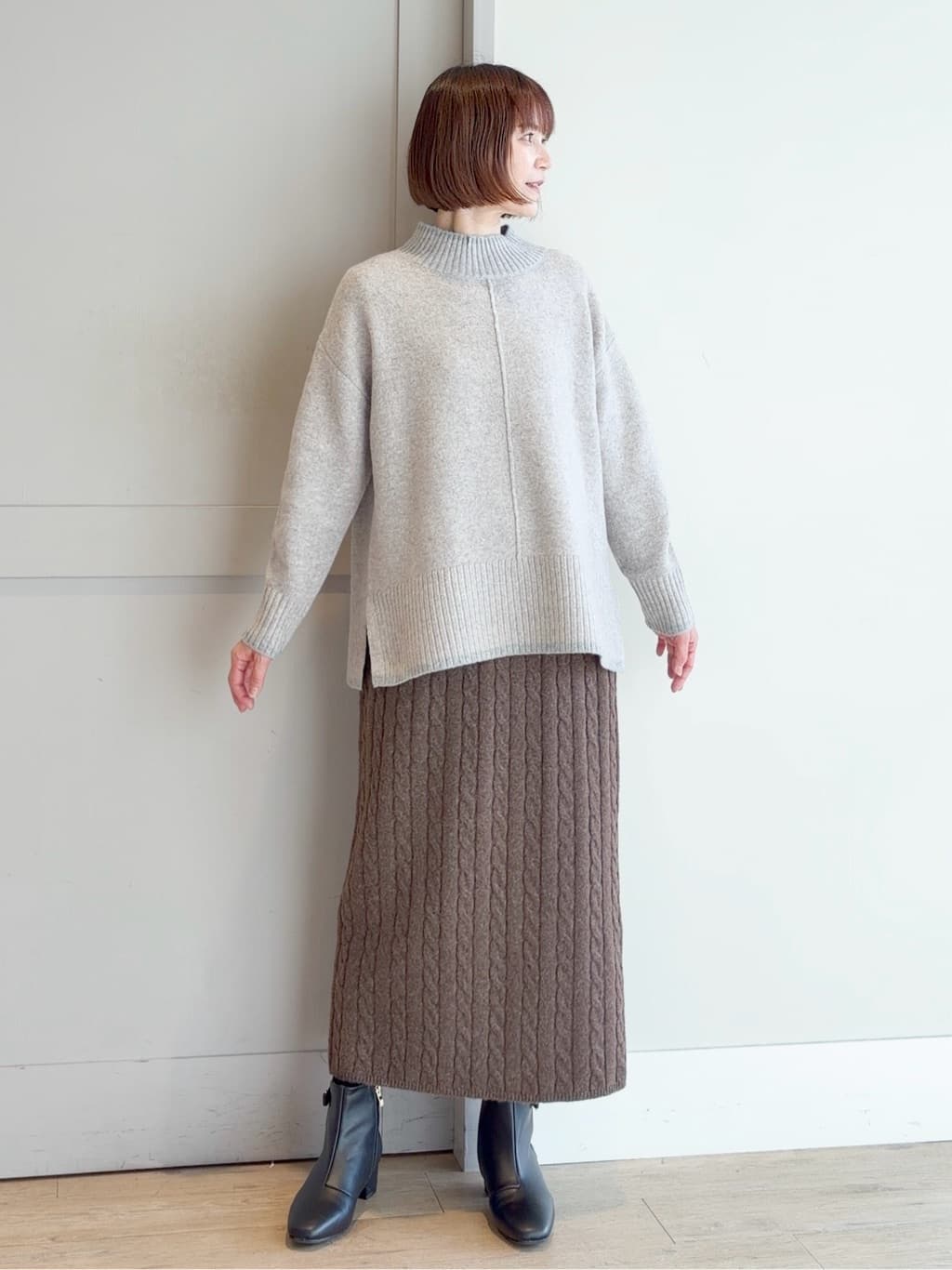 yamakoさんの「grove｜【洗える】ふんわりウール混オーバーサイズニット」を使ったコーディネート