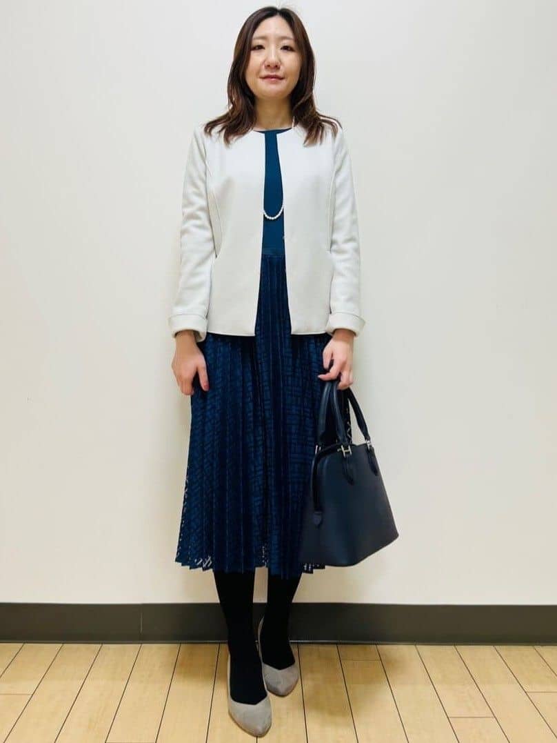miiiさんの「Reflect｜【SS-4Lサイズ】シフォン&times;幾何柄レースプリーツワンピース」を使ったコーディネート