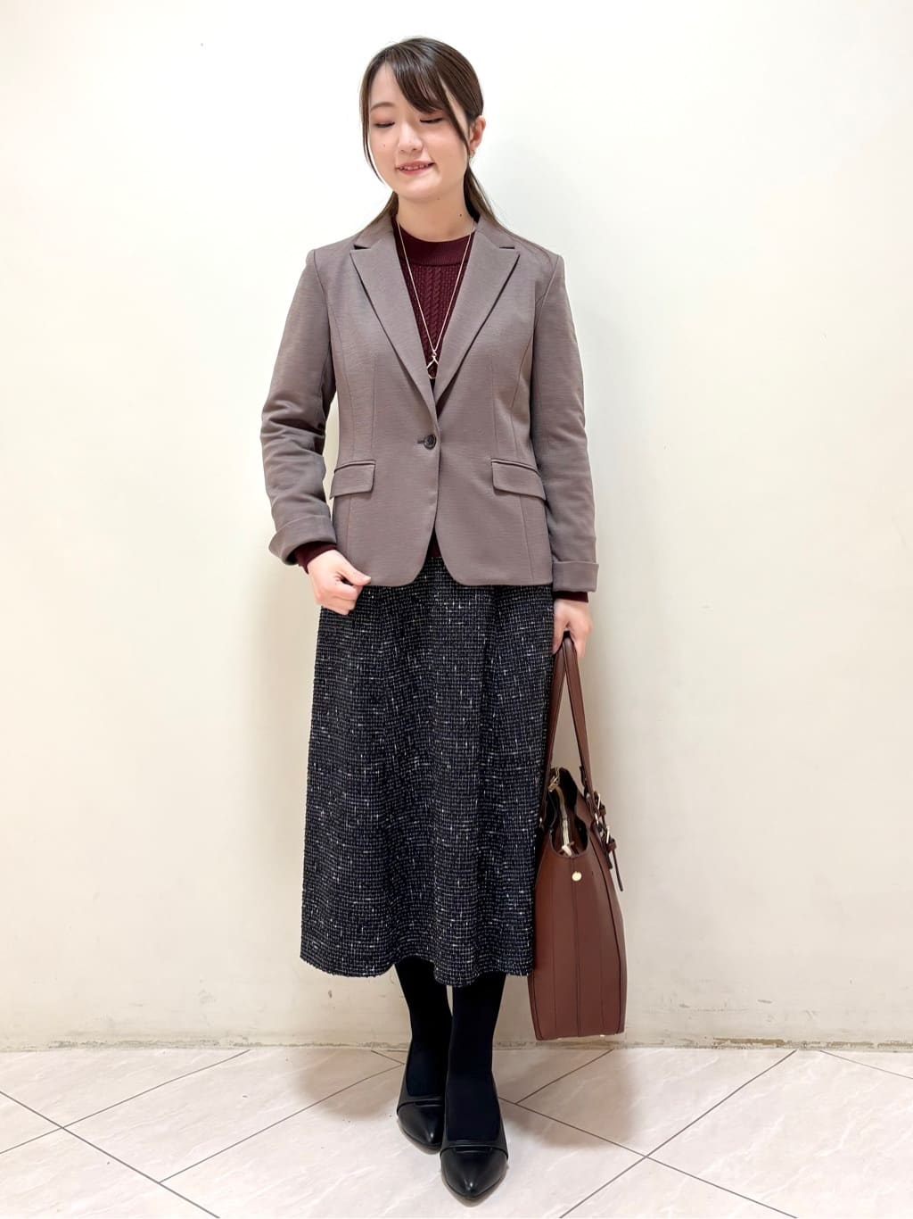 mikiさんの「Reflect｜【ほんのりラメ感◎】ケーブル柄ニット」を使ったコーディネート