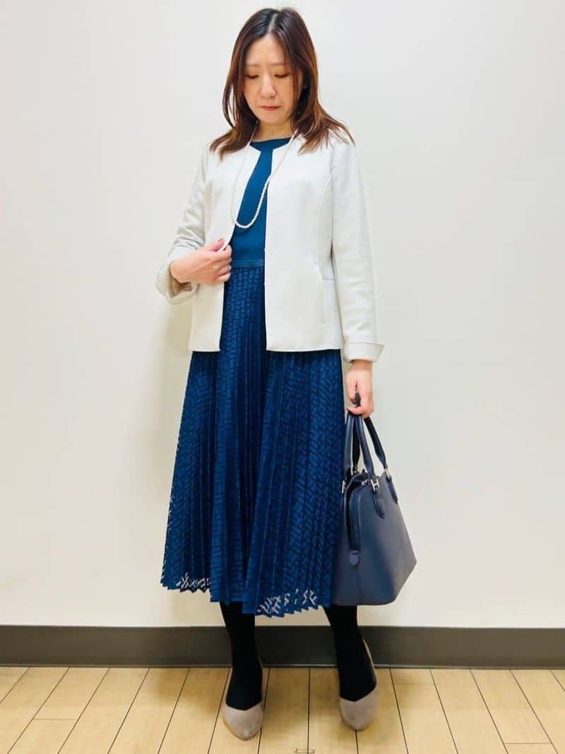 miiiさんの「Reflect｜【SS-4Lサイズ】シフォン&times;幾何柄レースプリーツワンピース」を使ったコーディネート
