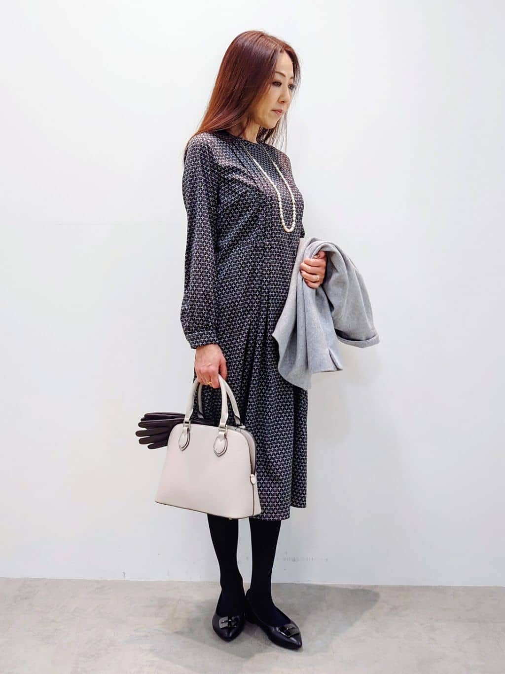 yoshiさんの「Reflect｜【SS-4Lサイズ／衿が顔に当たらない◎】スタンドネックミドルコート」を使ったコーディネート
