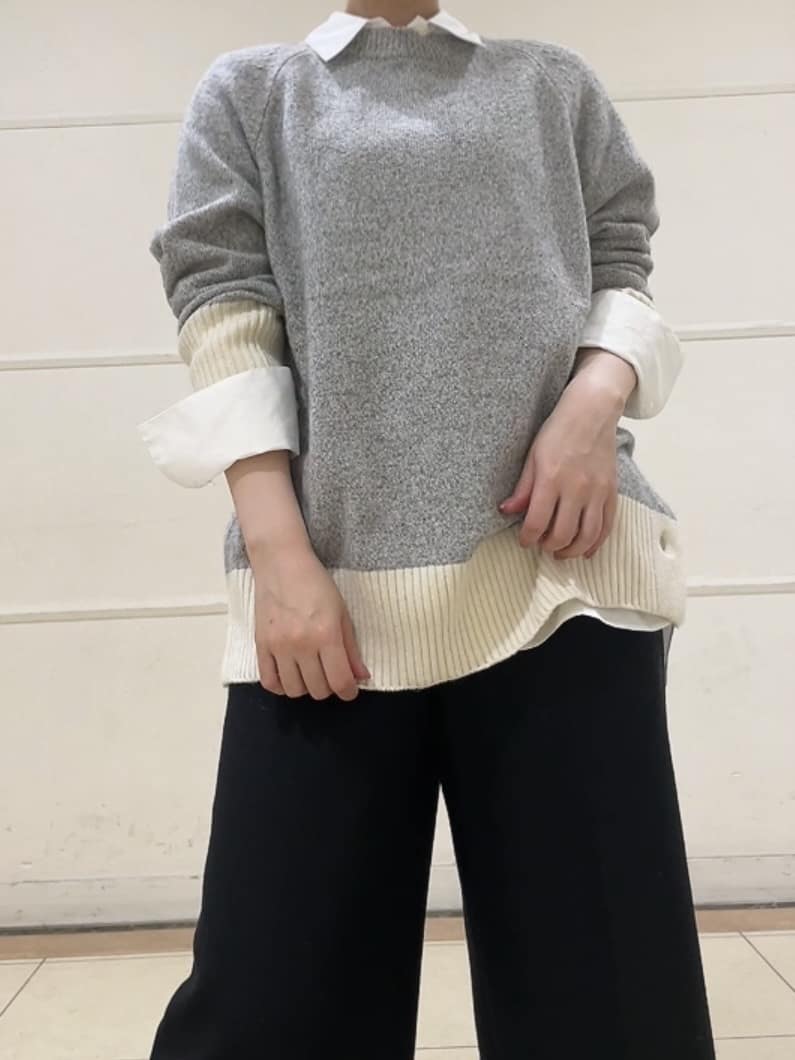 watanabeさんの「UNTITLED｜【重ね着もおすすめ/洗える】ウールカシミヤ クルーネックニット」を使ったコーディネート