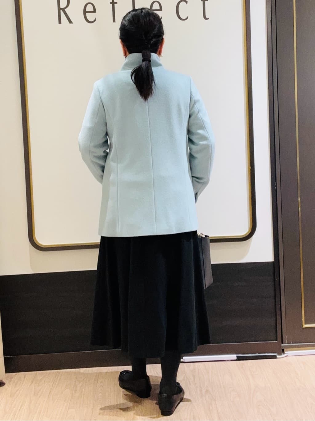 かまちゃんさんの「Reflect｜【SS-4Lサイズ／衿が顔に当たらない◎】スタンドネックミドルコート」を使ったコーディネート