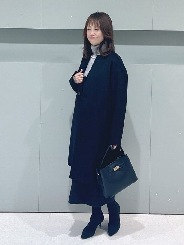 makiさんの「UNTITLED｜【日本製／通勤／フォーマル】カシミヤ混ノーカラーコート」を使ったコーディネート