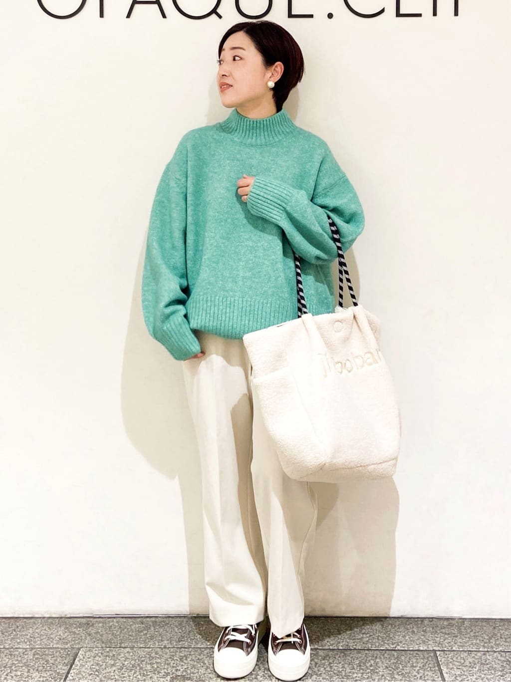 MIHOさんの「OPAQUE.CLIP｜ふわふわハイネックニット【洗濯機OK】」を使ったコーディネート