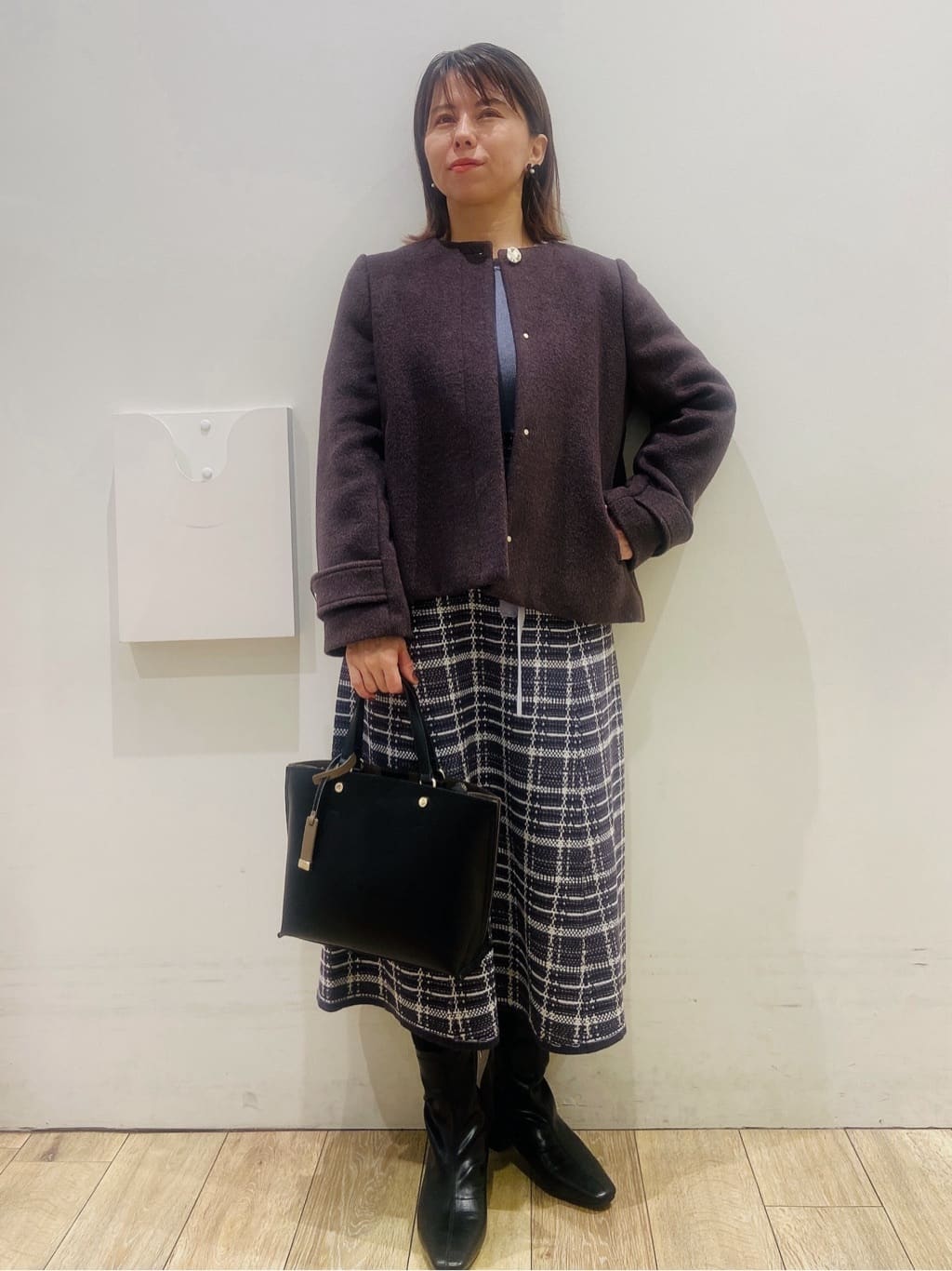 YUKOさんの「index｜ノーカラーショートコート」を使ったコーディネート
