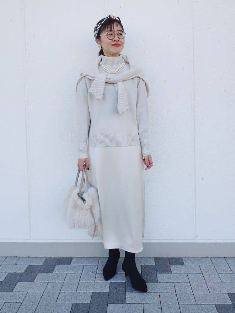 MUTSUKOさんの「UNTITLED｜【8色展開/洗える】ウールカシミヤ ハイネックニット」を使ったコーディネート