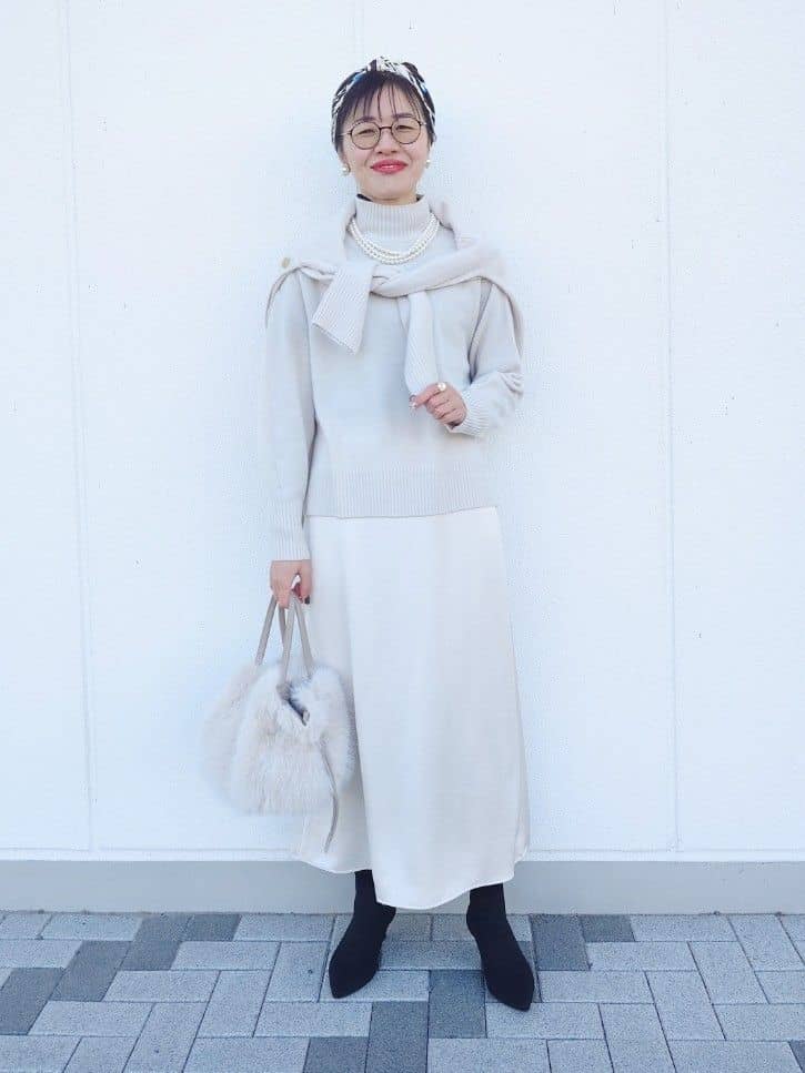 MUTSUKOさんの「UNTITLED｜【8色展開/洗える】ウールカシミヤ ハイネックニット」を使ったコーディネート