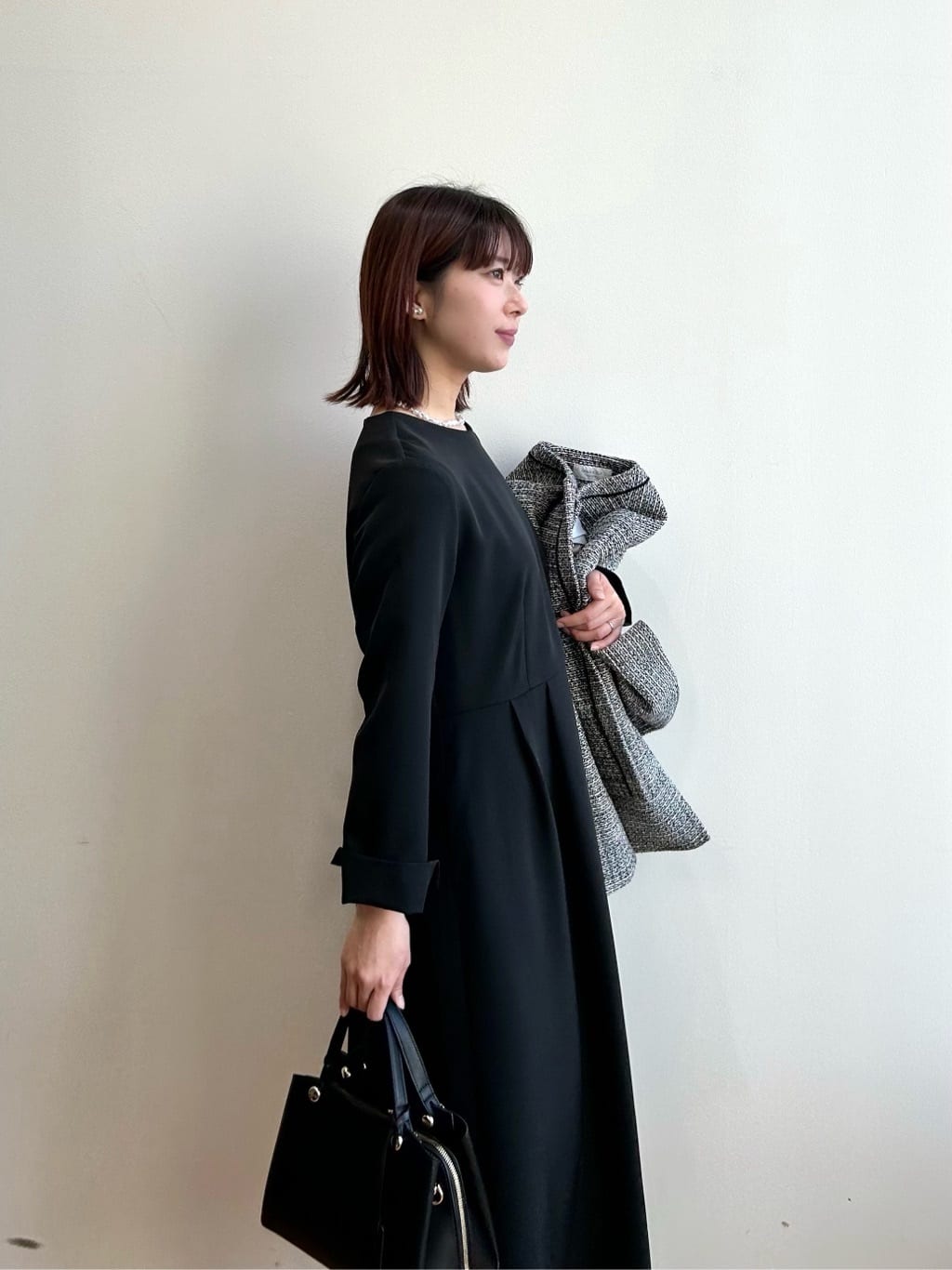 RINAさんの「OPAQUE.CLIP｜《通勤対応》フィットアンドフレアワンピースダブルクロス【洗濯機OK】」を使ったコーディネート