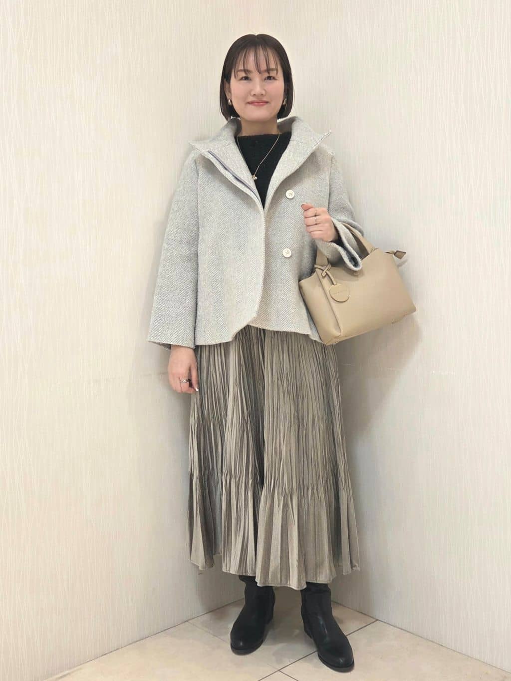 naokoさんの「UNTITLED｜【エレガント／ミディアウター】ミックスヘリンボンコート」を使ったコーディネート