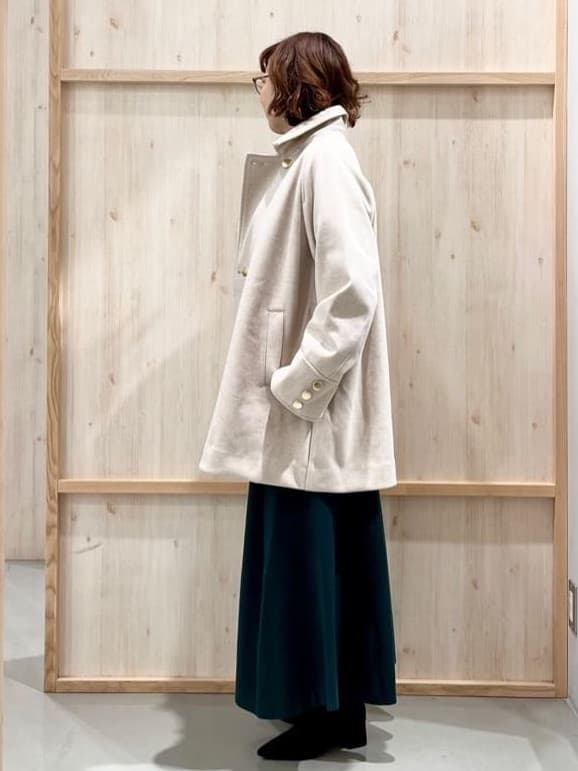 nakoさんの「THE SHOP TK｜クラシカルな装い ウールライクスタンドカラーコート」を使ったコーディネート