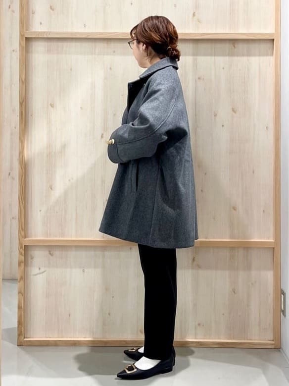 nakoさんの「THE SHOP TK｜クラシカルな装い ウールライクスタンドカラーコート」を使ったコーディネート