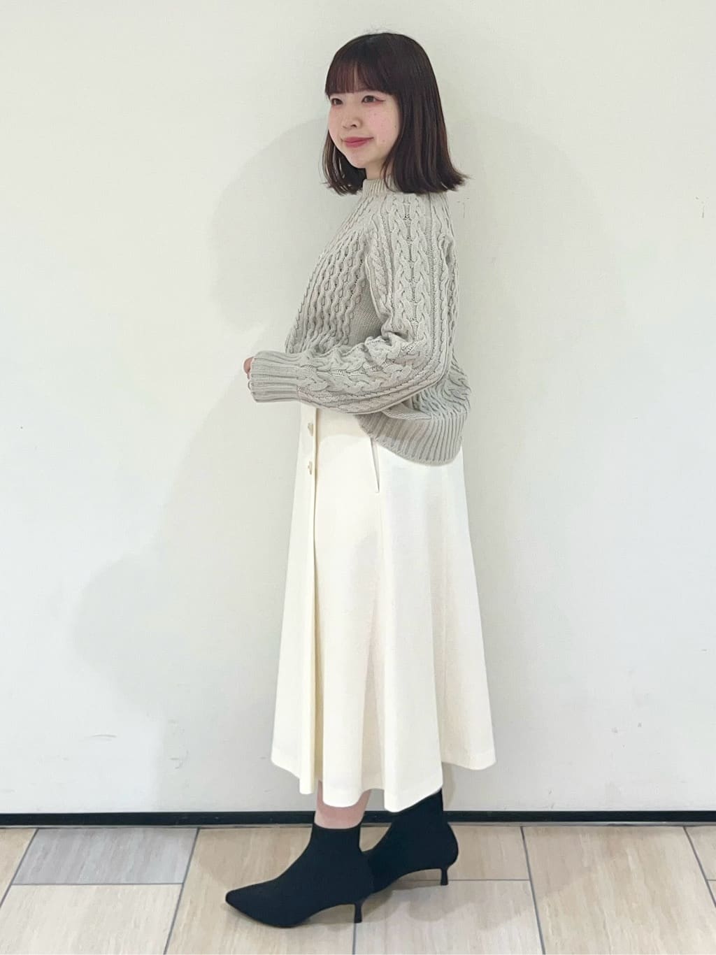 Mitsukiさんの「UNTITLED｜【洗える】スポンディッシュ ケーブル柄ニット」を使ったコーディネート