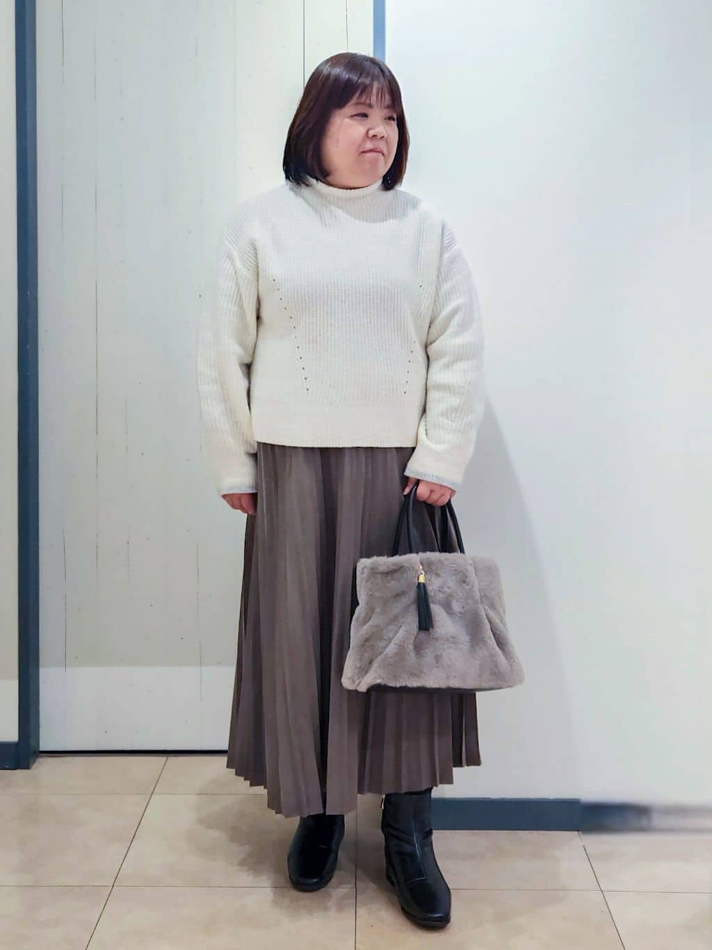minoriさんの「grove｜キルティングPコートジャケット」を使ったコーディネート