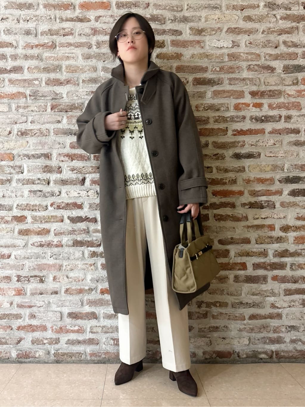 しばさんの「THE SHOP TK｜ジャージメルトンスタンドカラーコート」を使ったコーディネート
