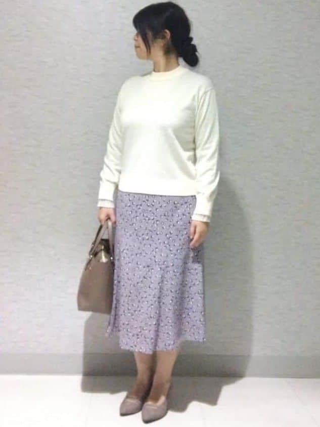 sakoさんの「Reflect｜【秋映え／重ね着風スタイルに◎】フリルプリーツスリーブニット」を使ったコーディネート
