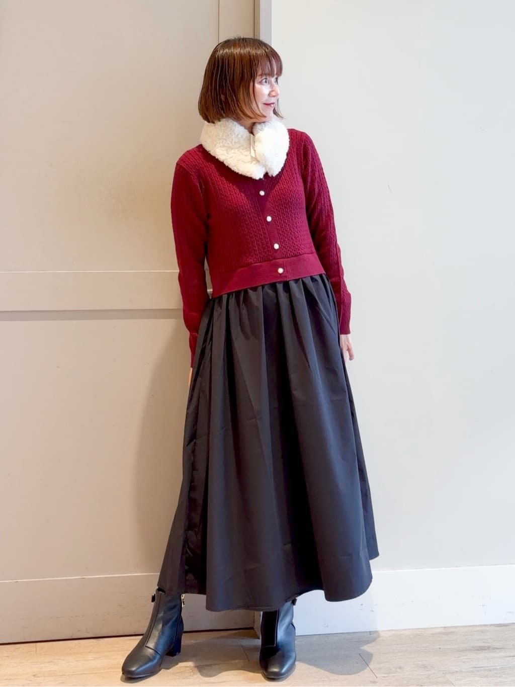 yamakoさんの「grove｜ケーブルニットドッキングワンピース」を使ったコーディネート