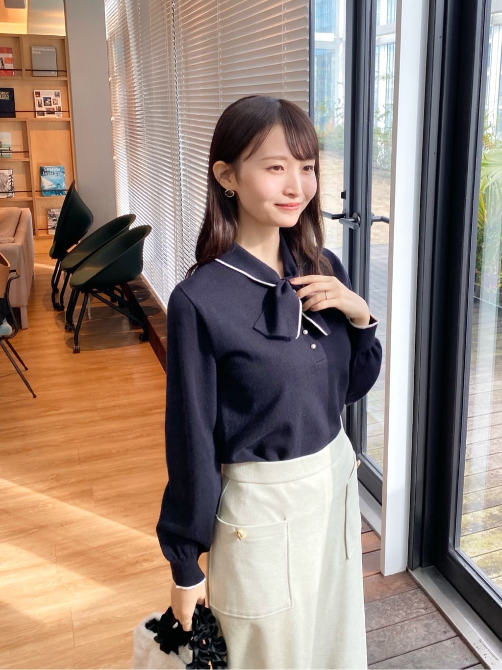 みさかさんの「index｜ヘンリーパールミニボウタイニット【洗濯機OK】」を使ったコーディネート