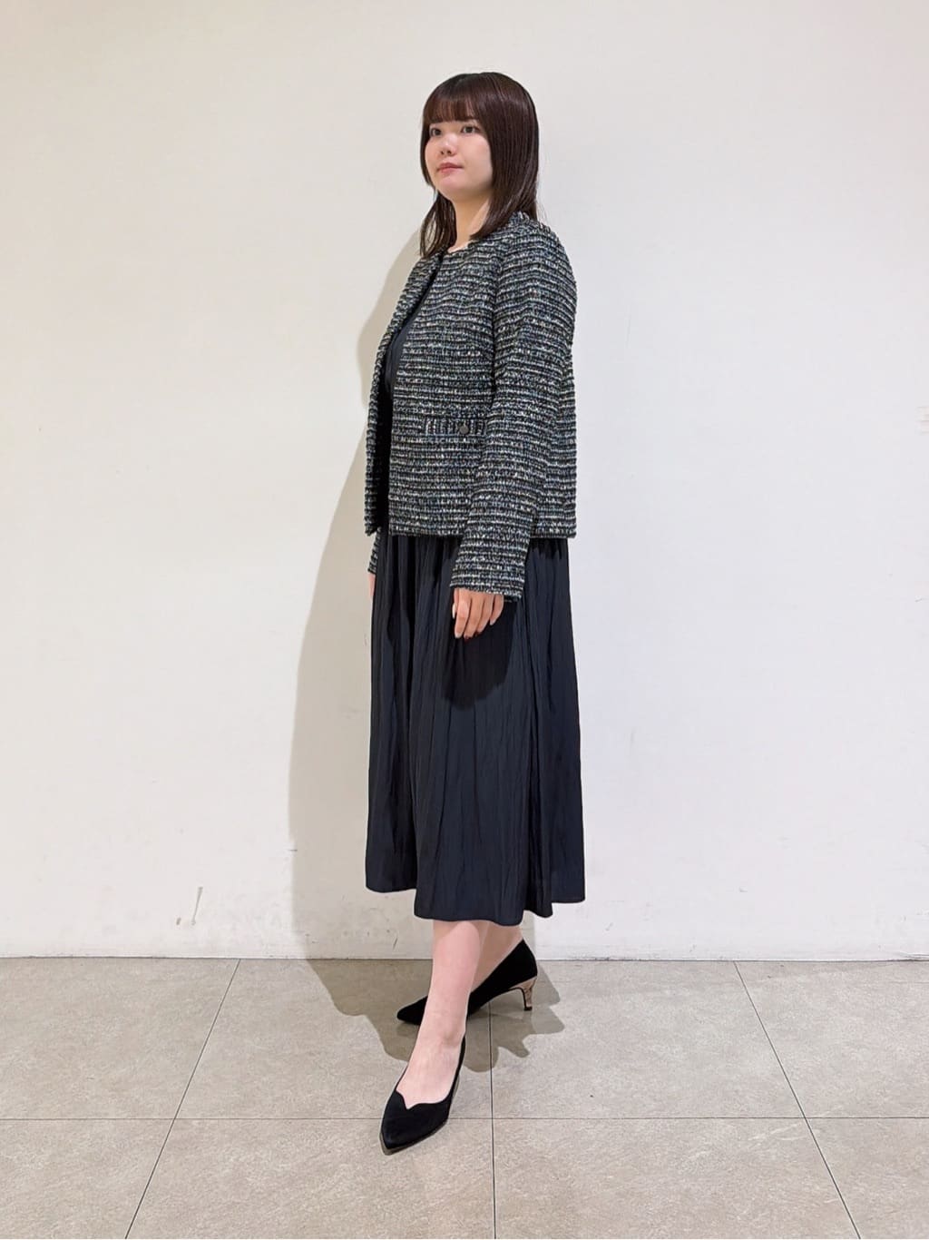 emikaさんの「INDIVI｜【セレモニー／洗える】ミックスツイードライトジャケット」を使ったコーディネート