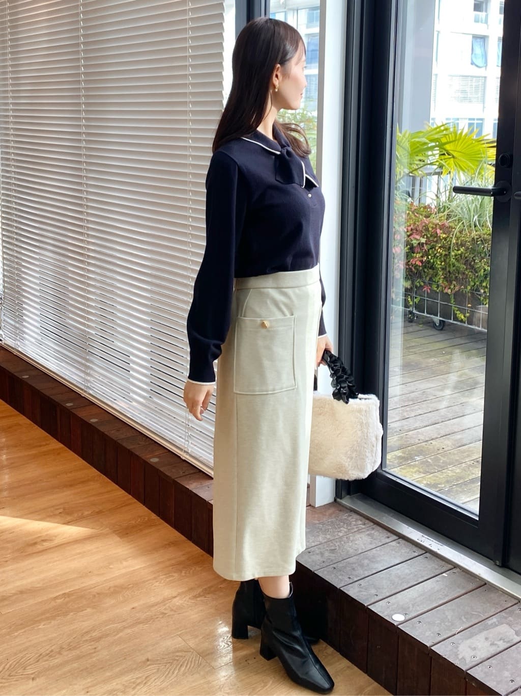 みさかさんの「index｜ヘンリーパールミニボウタイニット【洗濯機OK】」を使ったコーディネート