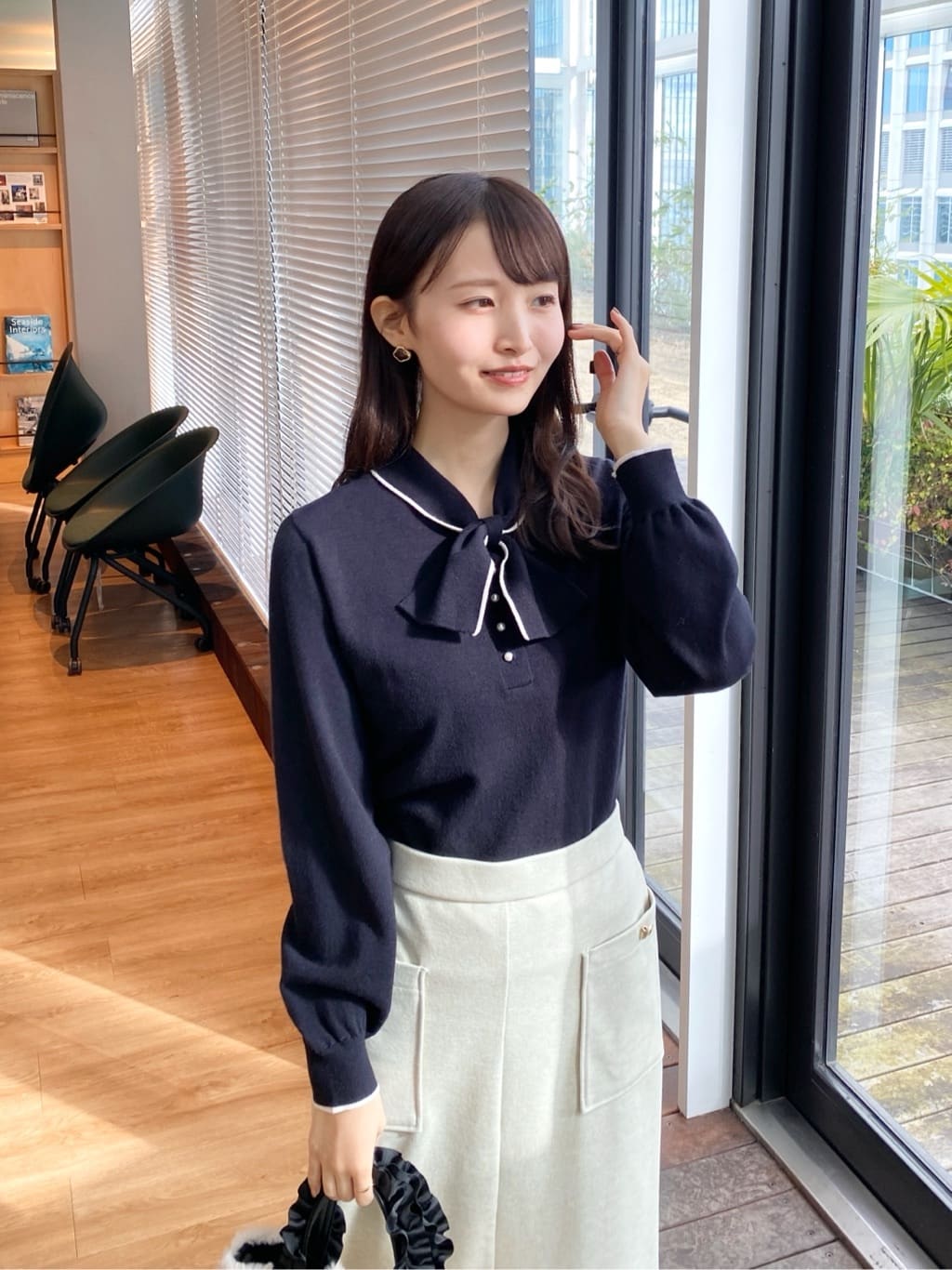 みさかさんの「index｜ヘンリーパールミニボウタイニット【洗濯機OK】」を使ったコーディネート