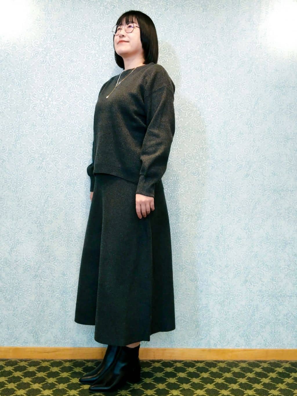 みいさんの「index｜サイド編地切替ニットトップス／セットアップ対応【洗濯機OK】」を使ったコーディネート