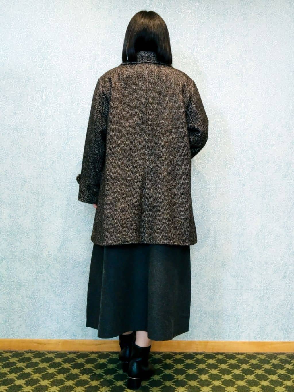 みいさんの「index｜ヘリンボーンステンカラーコート」を使ったコーディネート