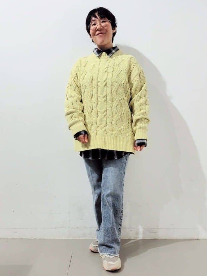 kodamaさんの「THE SHOP TK｜【洗える】冬のコーデを盛り上げる マットモール ケーブルニット」を使ったコーディネート