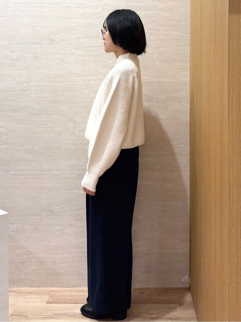 JIMAさんの「OPAQUE.CLIP｜MIXミドルゲージショートあぜニット【洗濯機OK】」を使ったコーディネート