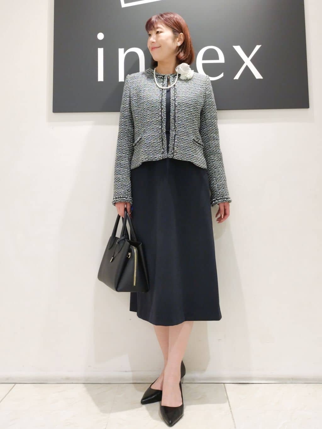 n.さんの「index｜ストレッチキーネックワンピース【洗濯機OK／イージーアイロン】」を使ったコーディネート