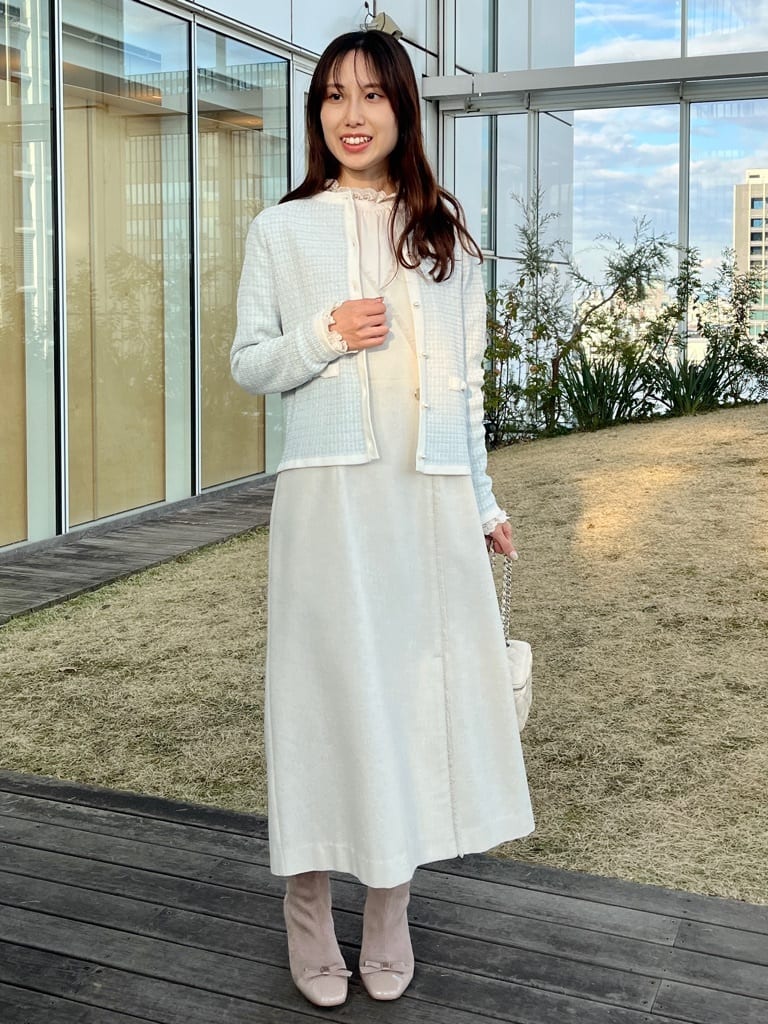 はばさんの「Couture brooch｜【ハレの日・通勤】フリンジツイードジャンスカ」を使ったコーディネート