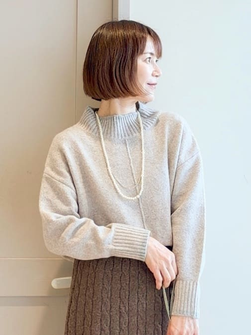 yamakoさんの「grove｜【洗える】ふんわりウール混オーバーサイズニット」を使ったコーディネート