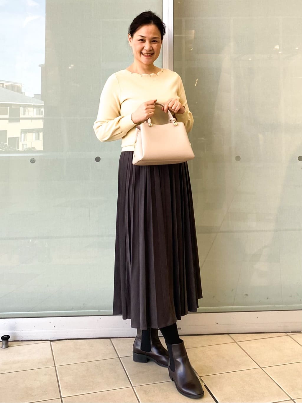 Jeanさんの「OPAQUE.CLIP｜ラメスカラップビジューデザインニット【洗濯機OK】《6col／S～LL》」を使ったコーディネート