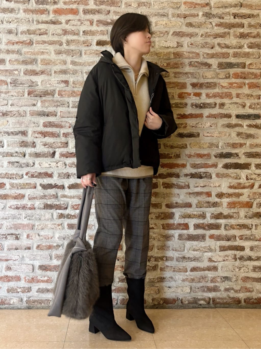 しばさんの「THE SHOP TK｜【ぎゅっとされているような暖かさ】撥水中綿ブルゾン」を使ったコーディネート