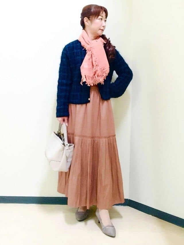 花さんの「Reflect｜【お食事会やお出かけに◎】ふんわりジャカード編みカーディガン」を使ったコーディネート