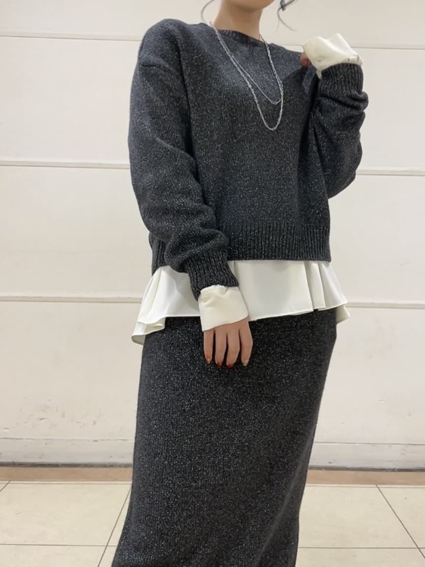 watanabeさんの「UNTITLED｜【セットアップ可/ゆったり】ウール混ラメニット」を使ったコーディネート