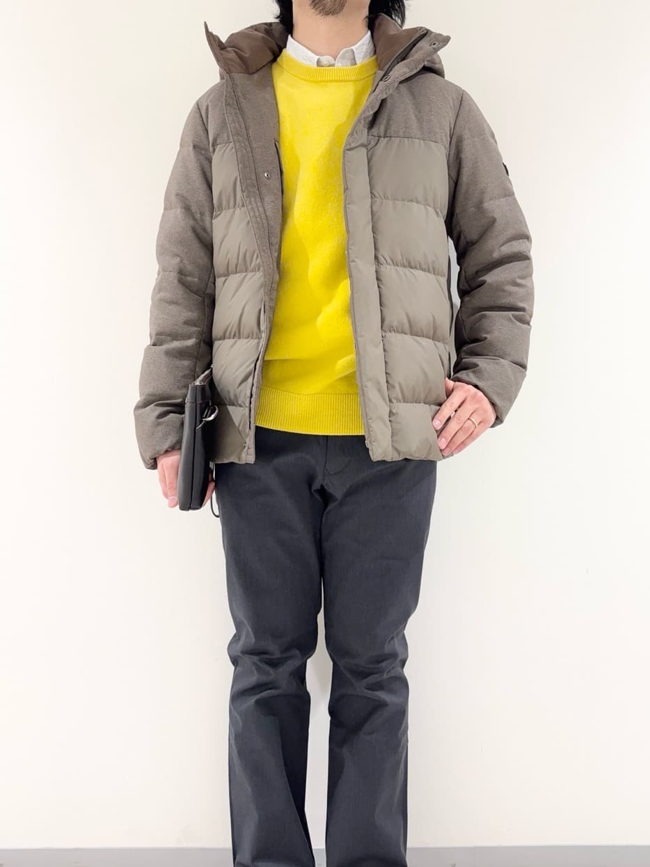 及川さんの「TAKEO KIKUCHI｜カラーコンビ ダウンブルゾン」を使ったコーディネート