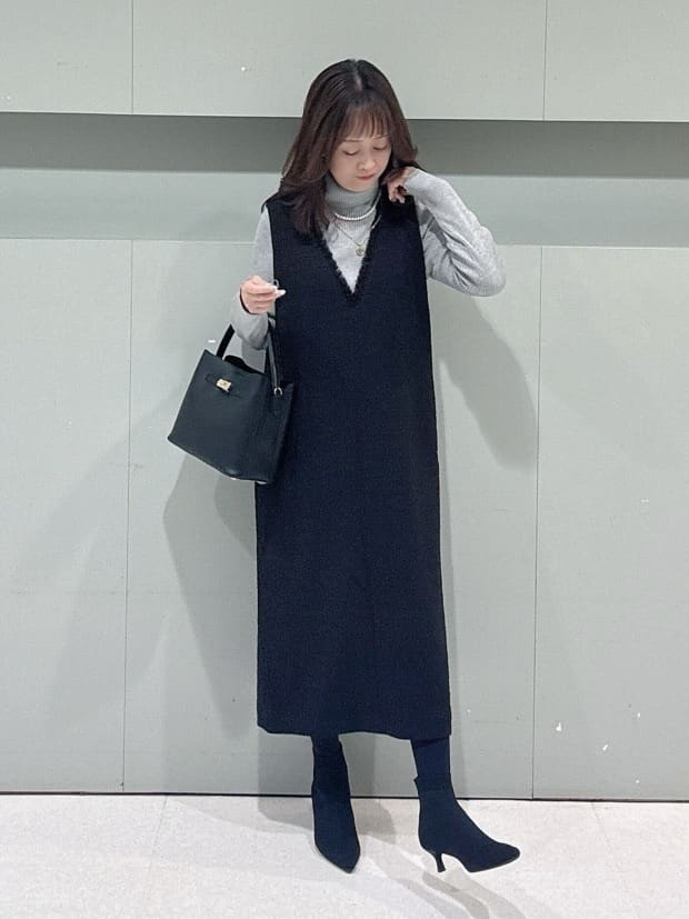 makiさんの「UNTITLED｜【日本製／通勤／フォーマル】カシミヤ混ノーカラーコート」を使ったコーディネート