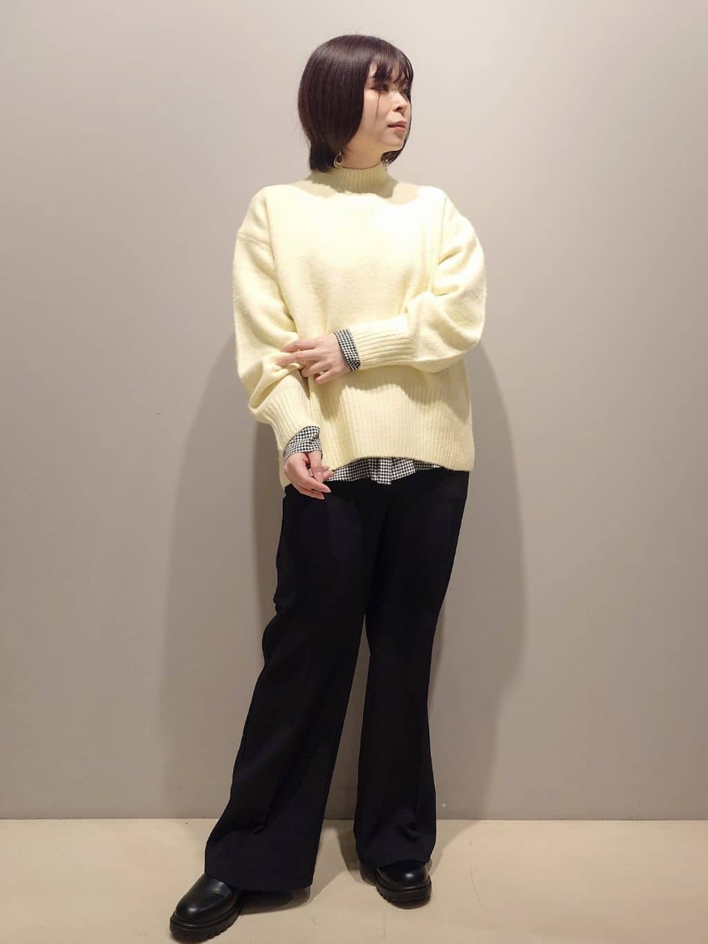me：)さんの「OPAQUE.CLIP｜ふわふわハイネックニット【洗濯機OK】」を使ったコーディネート