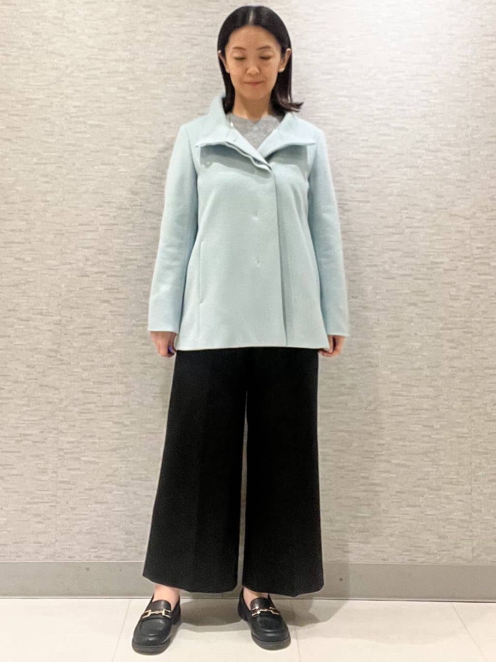 marikoさんの「Reflect｜【SS-4Lサイズ／衿が顔に当たらない◎】スタンドネックミドルコート」を使ったコーディネート