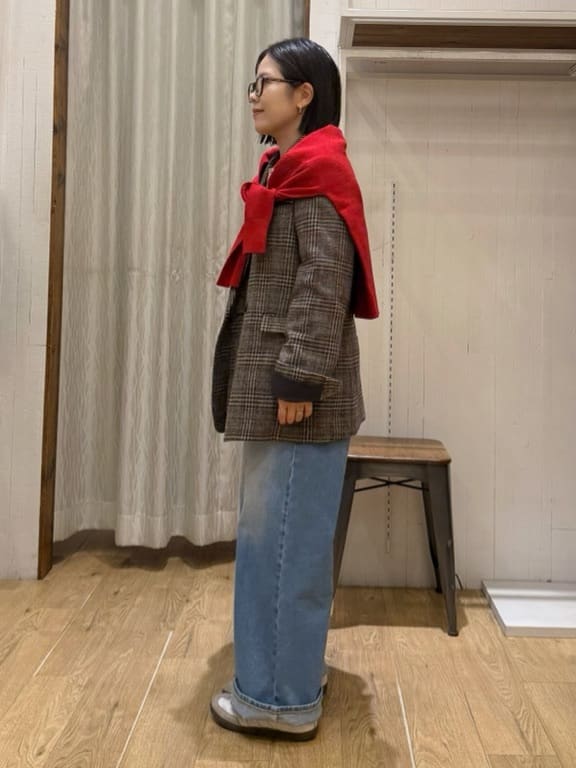 chさんの「THE SHOP TK｜【洗えるアウター】ヘリンボーン＆チェック柄ジャケット」を使ったコーディネート