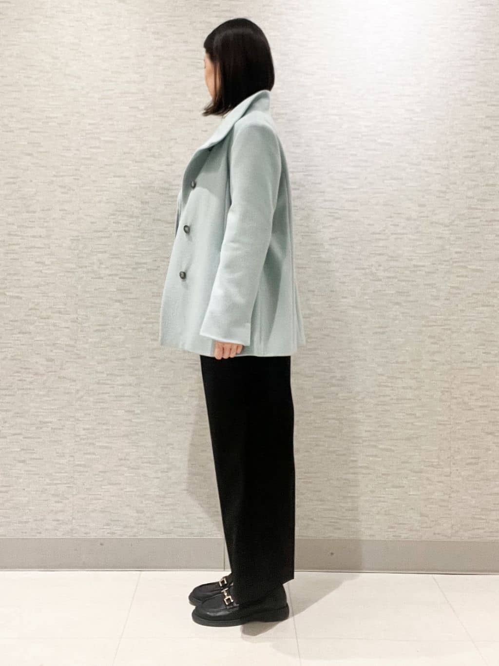 marikoさんの「Reflect｜【SS-4Lサイズ／衿が顔に当たらない◎】スタンドネックミドルコート」を使ったコーディネート