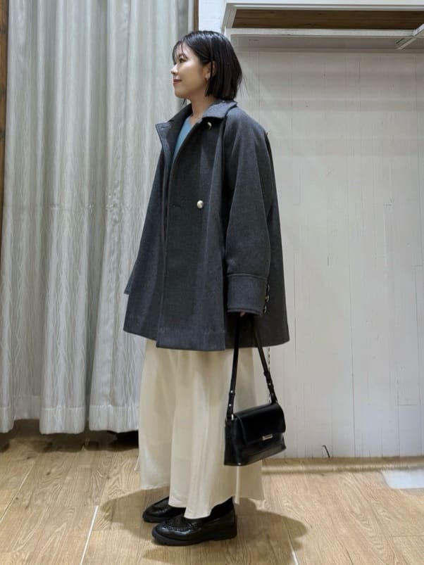 chさんの「THE SHOP TK｜クラシカルな装い ウールライクスタンドカラーコート」を使ったコーディネート