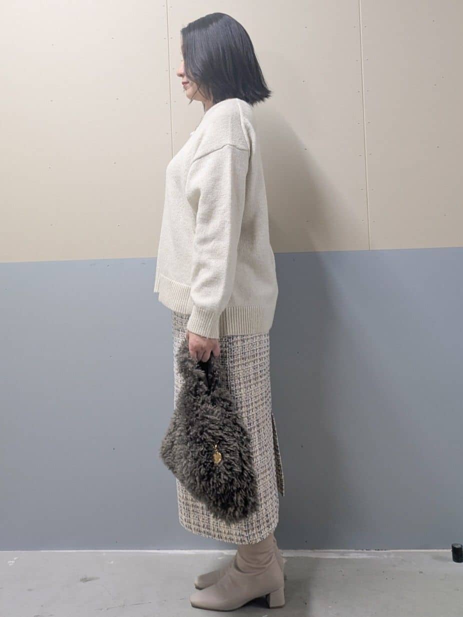 ゆきさんの「OPAQUE.CLIP｜リラクシークルーネックニット【洗濯機OK】」を使ったコーディネート