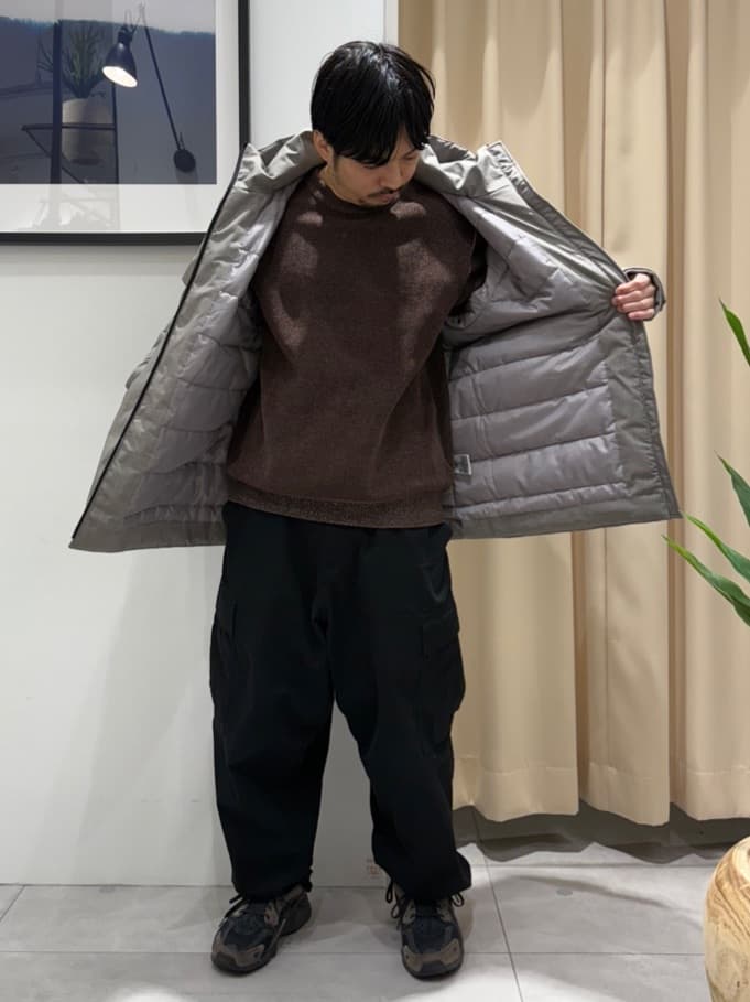 はさんの「THE SHOP TK｜【軽くて、暖かい】SORONA／ソロナ 中綿ブルゾン 防風/軽量/洗濯機OK/フード脱着可」を使ったコーディネート