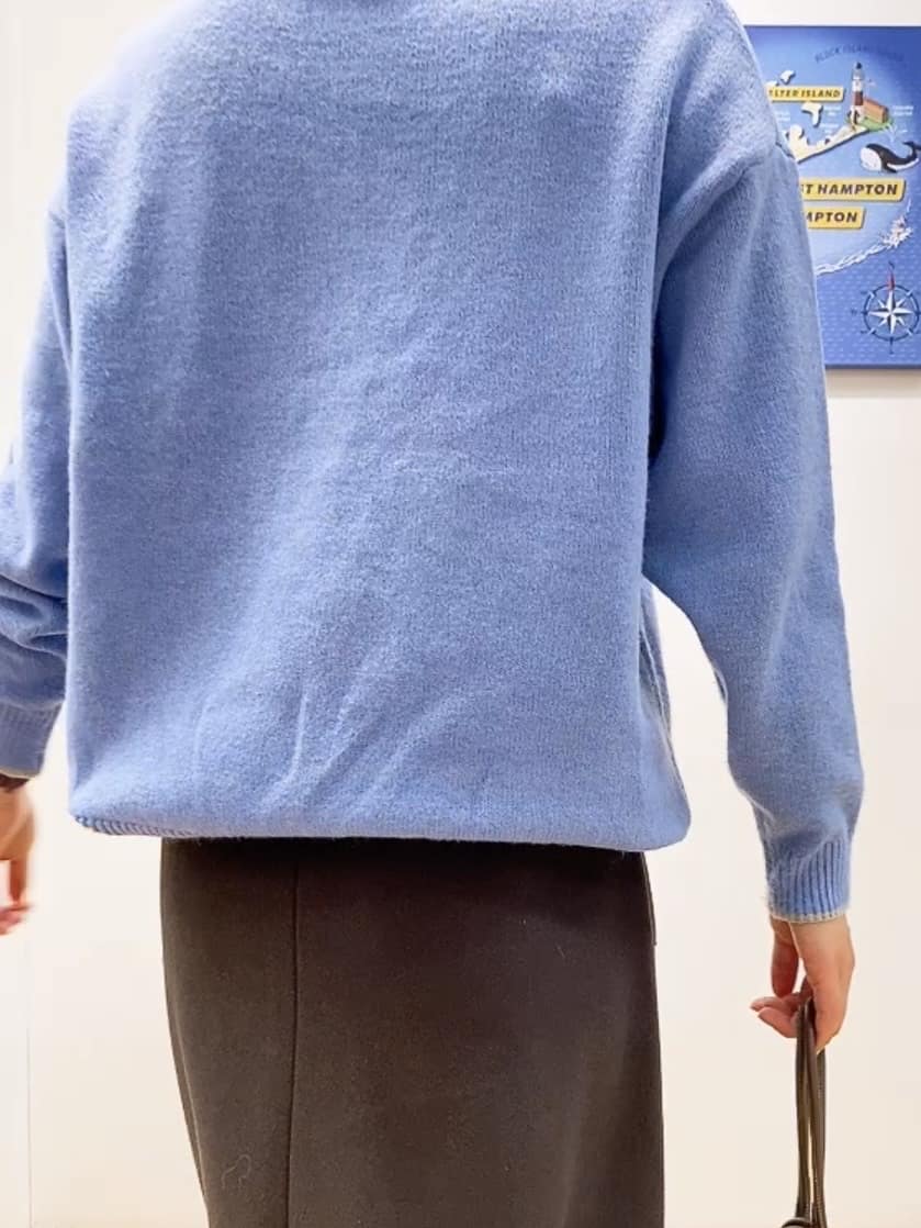Hamaさんの「Dessin｜【洗える】ペイント風刺繍入り配色ラインニット」を使ったコーディネート